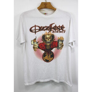 Vintage 2007 Ozzfest Tour Concert Shirt White Ozzy Osbourne Fruit Tag USA Size L